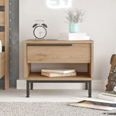 Meuble de chevet Liora - Bois clair et pieds en acier noir